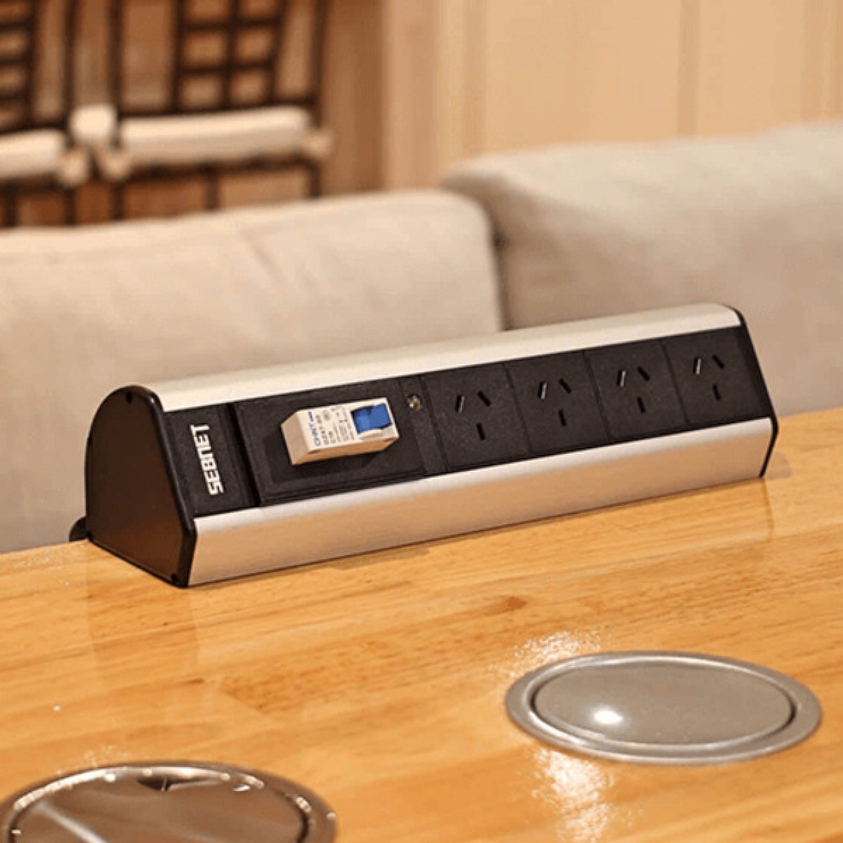 V4C Horizontal Desktop 4 Power Outlet for Office Desk Table or Workstation